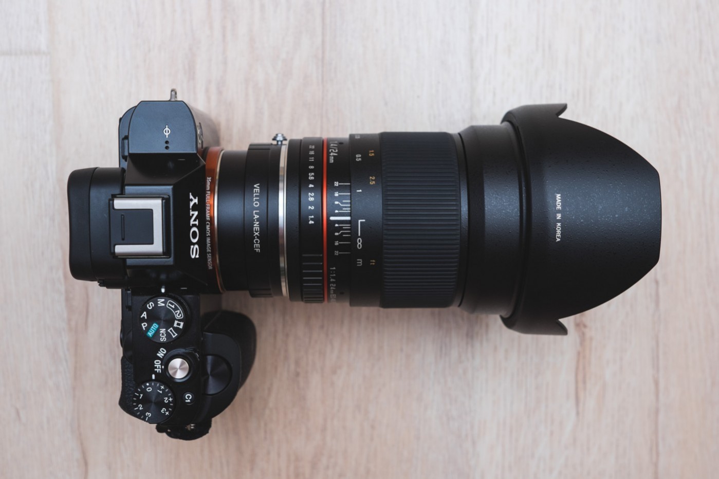 The Sony a7S mounted with the Rokinon 24mm f/1.4 Lens