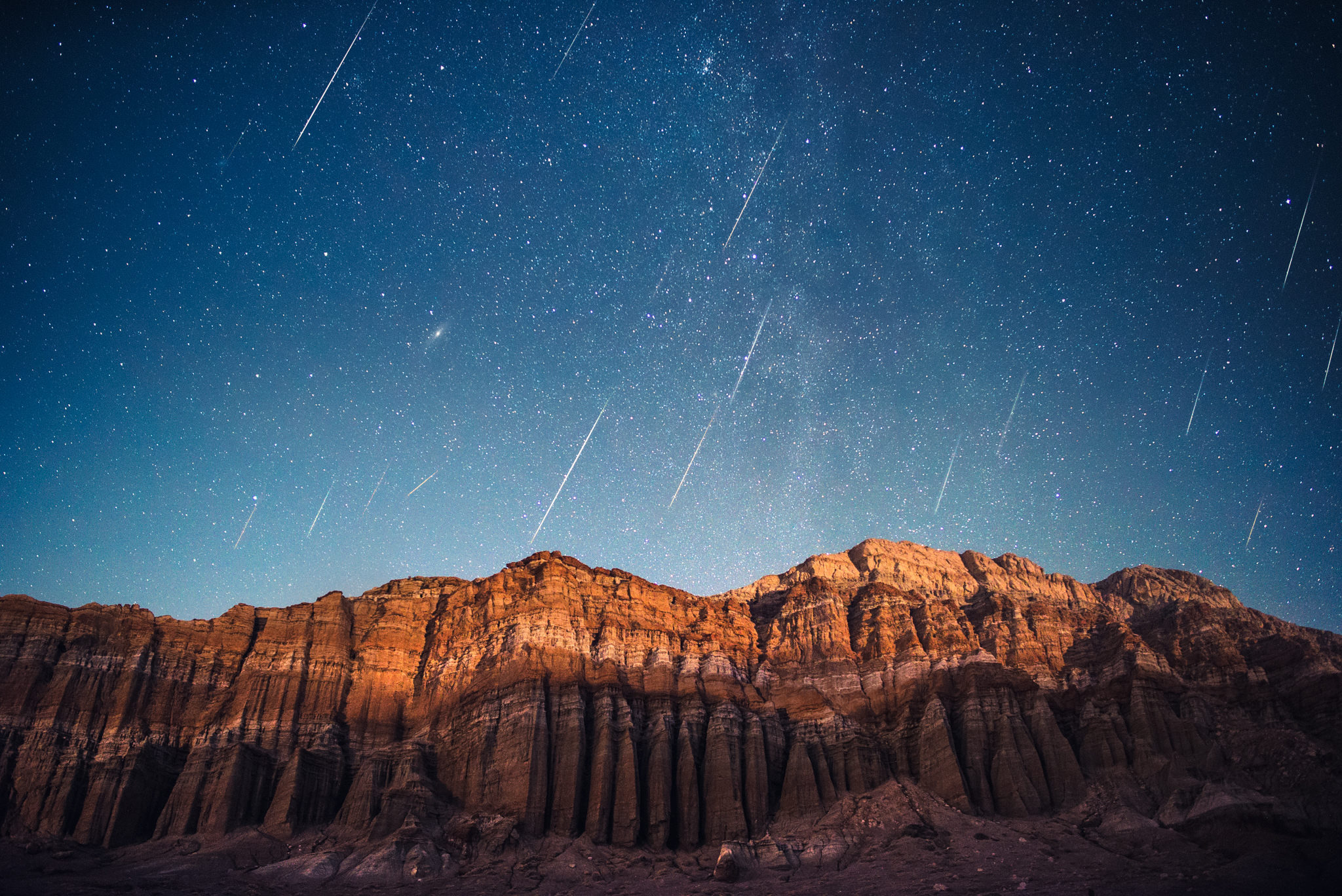 Meteor Shower over Red Rock Canyon State Park, California